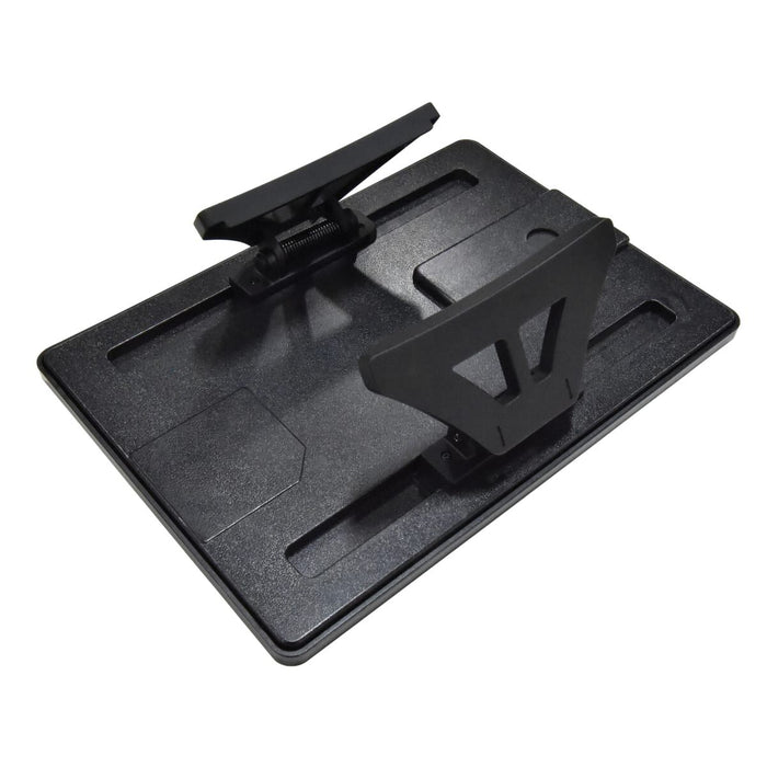 Black Thomas Payne Clip-On Armrest Tray - Side Angle with Clamp Mechanism | United RV Parts