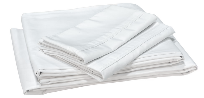 White Microfiber Queen Sheet Set Folded Stack - Product View | United RV Parts
