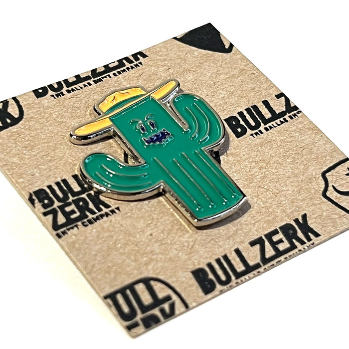 Close-up of the Little Prick Enamel Pin showcasing a cheerful cactus character, an ideal option for those looking for Texan gifts and Texas themed gifts to celebrate local pride.