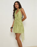 Image of Lorena Mini Dress in Chiffon Stripe Green