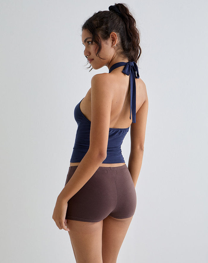 Image of Lorie Halter Top in Cupro Navy