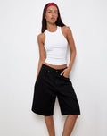Image of Low Rise Skater Shorts in Rinse Black Denim