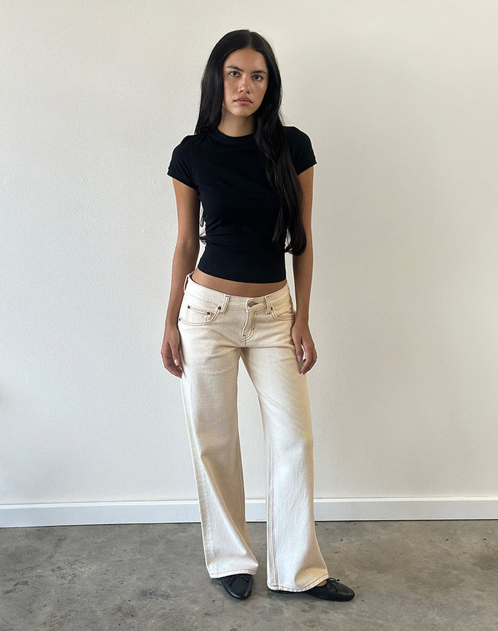 Image of Low Rise Parallel Jeans in Off White