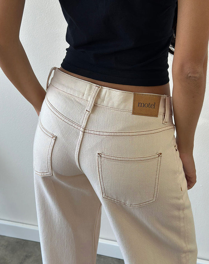 Image of Low Rise Parallel Jeans in Off White