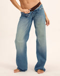 Image of Low Rise Parallel Jean in Sea Green