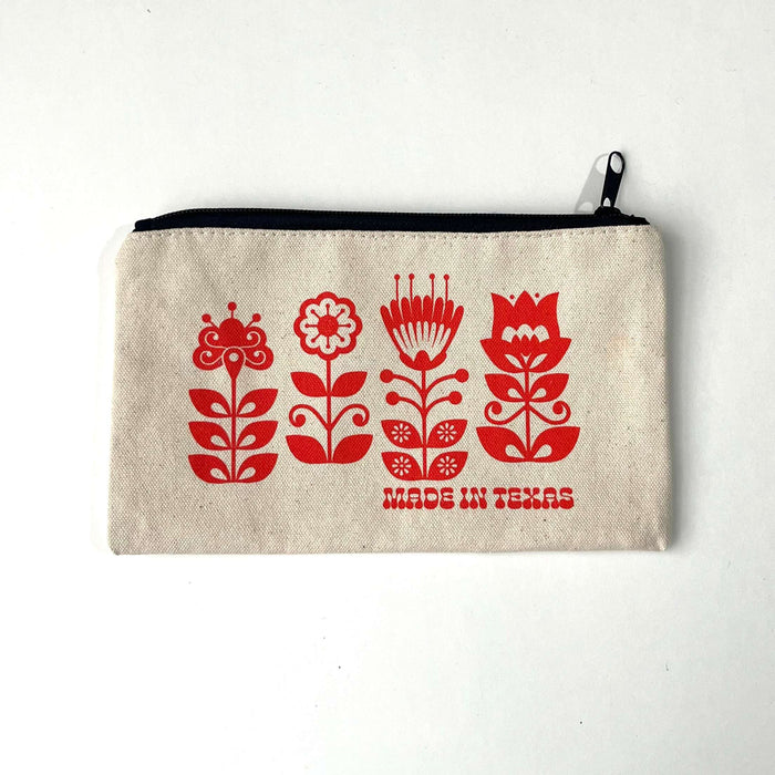 Made in Texas Pencil Bag featuring floral designs, perfect as a Texas themed gift. This durable pencil bag is part of Texas Made Gifts, ideal for souvenirs from Texas or as a dallas souvenir. A great choice for texan gifts lovers!