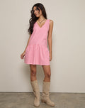 Image of Magare Mini Dress in Mini Gingham Peach