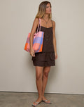Image of Mailina Linen Button Up Mini Dress in Chocolate Brown