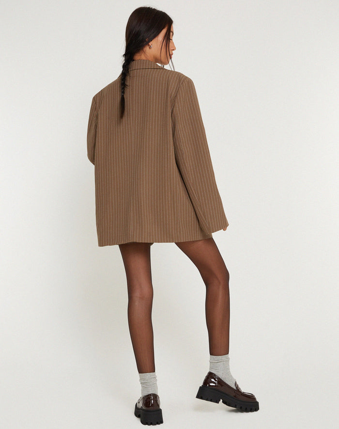 image of Maiwa Blazer Pinstripe Brown