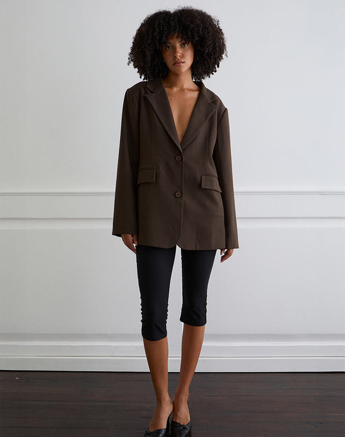 Image of Maiwa Textured Tailoring Blazer in Brown