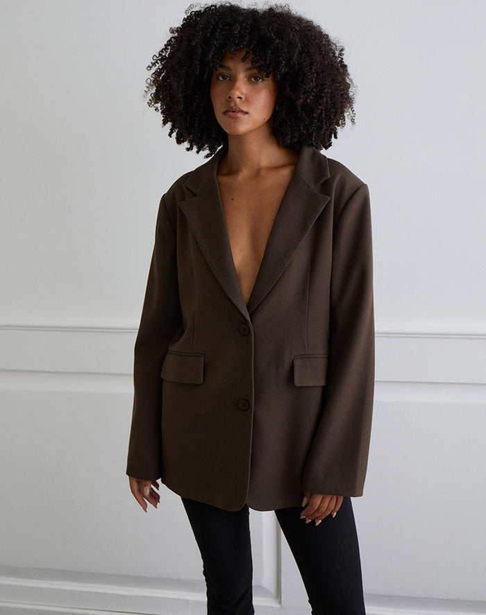 Image of Maiwa Textured Tailoring Blazer in Brown