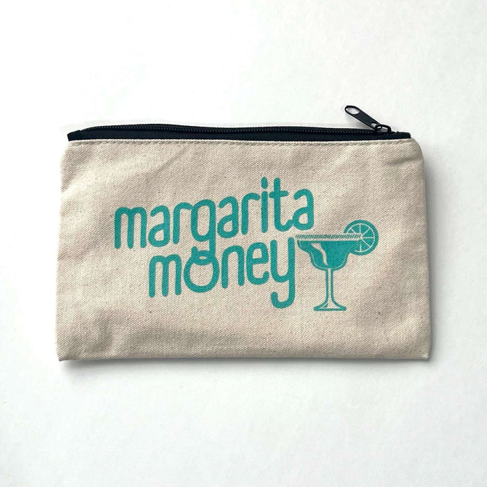Margarita Money Pencil Bag featuring a fun design with a cocktail glass, perfect for a Texas themed gift or a Dallas souvenir. This stylish accessory is made in Texas, making it a great choice for Texan gifts and souvenirs from Texas.