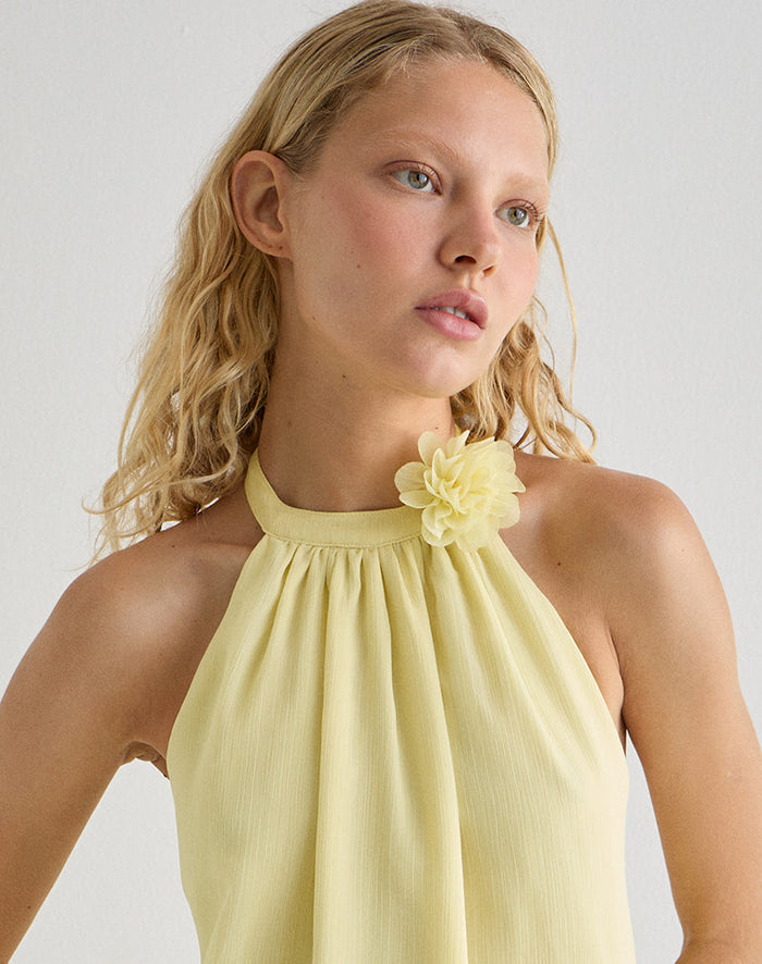 Image of Margaux Mini Dress in Chiffon Lemon