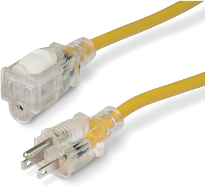 Yellow Marinco 15A Locking Extension Cord 150025RV with Lighted Ends - Both Plugs View | United RV Parts