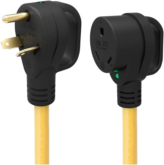Yellow Marinco 30A RV Extension Cord 30ARVE10 - Male & Female Ends with LED Indicator | United RV Parts