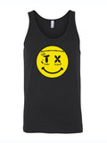 Men's Smiley Face Tank Top featuring a cheerful smiley design, perfect for summer outings. This tank is a great Texas themed gift and part of the Texas Made Gifts collection, making it an ideal souvenir from Texas or a fun Dallas souvenir for or those looking for unique Texan gifts.