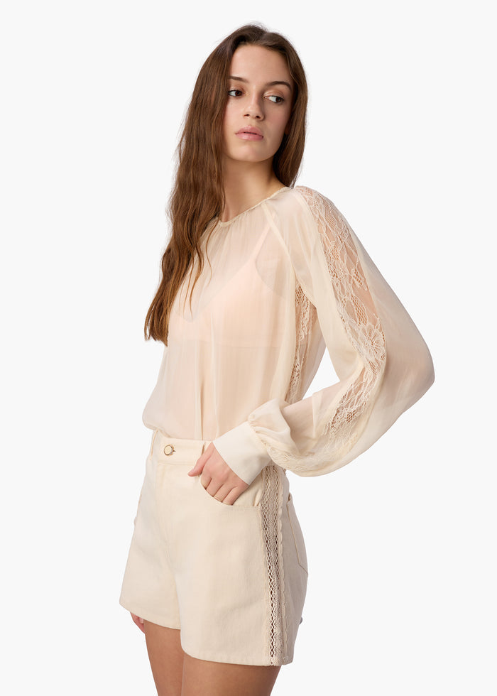 Milagros Silk Blouse Bone