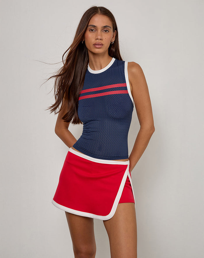 Image of Monlo Top in Airtex Navy with Red Stripe