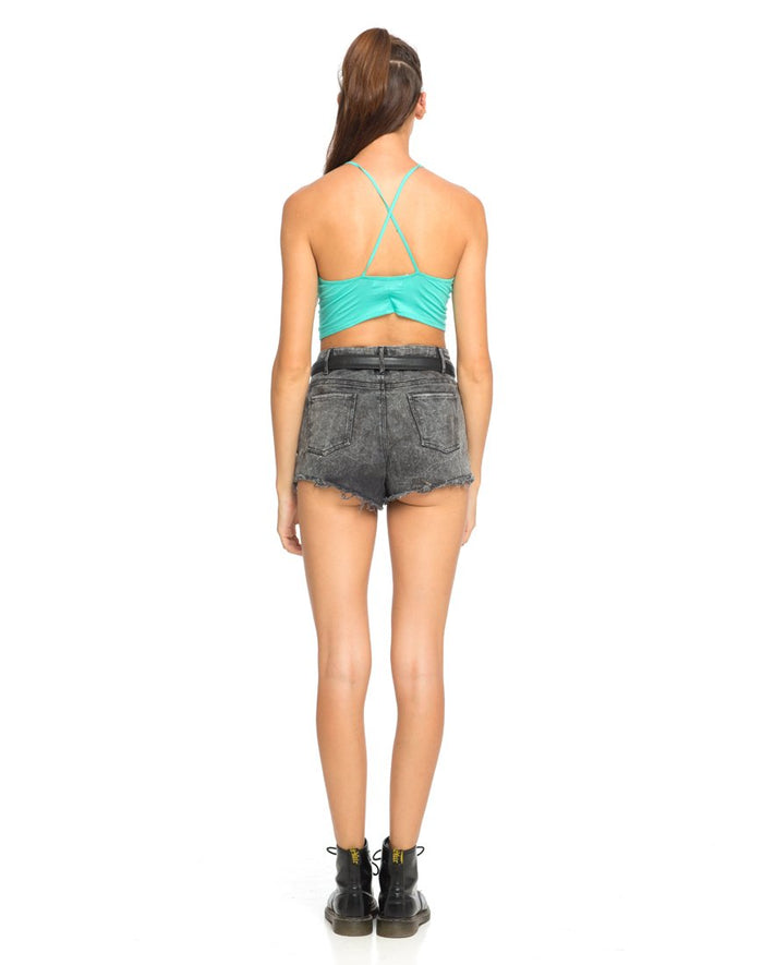 Image of Motel Folly Strappy Crop in Aquamarine