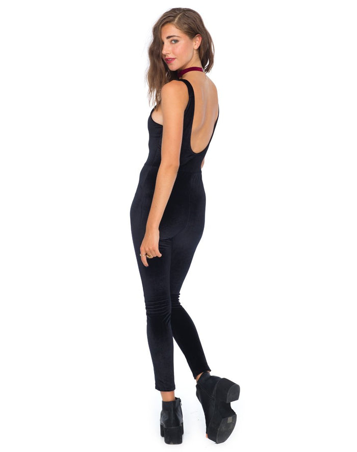 Image of Motel Unitard in Black Velvet
