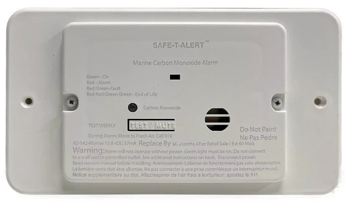 White Safe-T-Alert Marine Carbon Monoxide Alarm 62-542 - Front View | United RV Parts