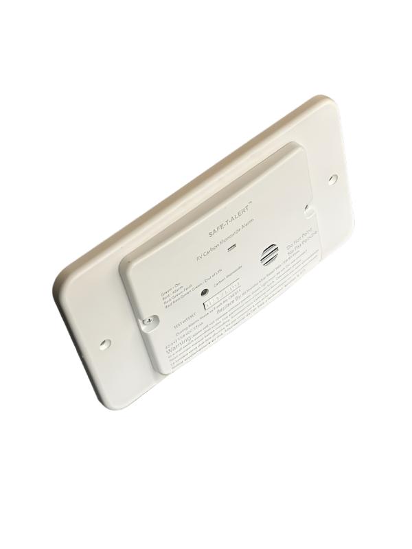 White MTI Carbon Monoxide Alarm - Side Angle View | United RV Parts
