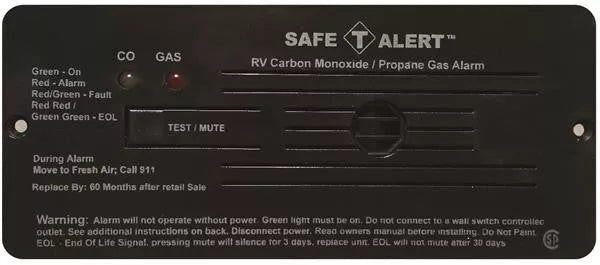 Black MTI Safe-T-Alert Dual LP CO Alarm 35-742-BL Face View | United RV Parts