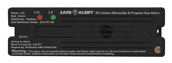 Black MTI Industries Dual LP/CO Alarm 35-741 - Front View with LED Status Lights | United RV Parts