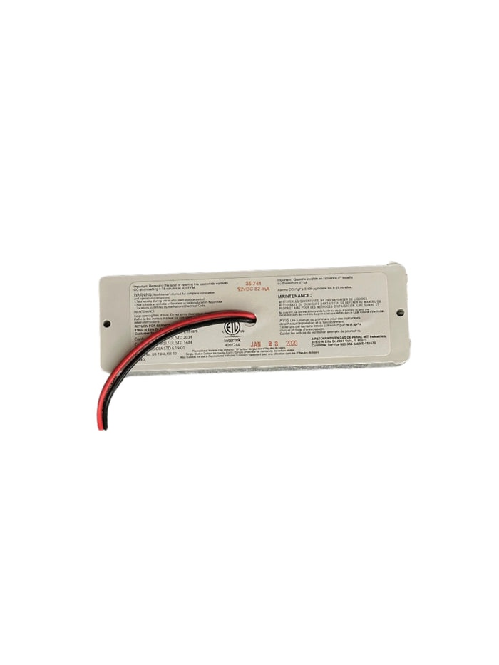 White MTI Industries 35-741 Dual LP CO Alarm Back Label with 12V Wiring - Rear View | United RV Parts