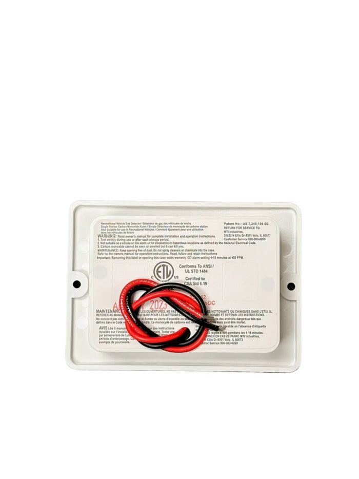 White MTI Industries 25-742 LP/CO Alarm - Back View with Wiring | United RV Parts