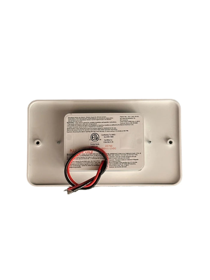 White MTI Industries Mini Dual LP/CO Alarm 25-742-WT-TR - Back View with Wiring | United RV Parts