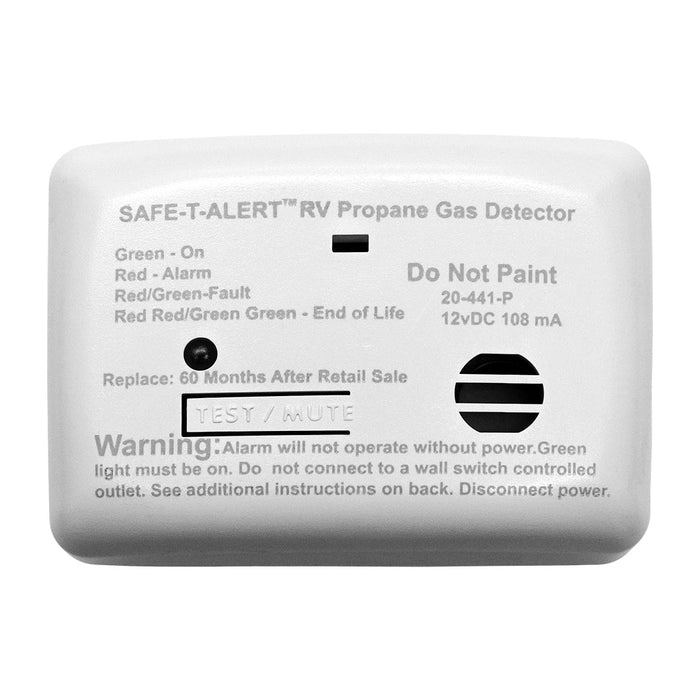White MTI Mini LP Gas Alarm 20-441-P - Front View with Control Panel | United RV Parts