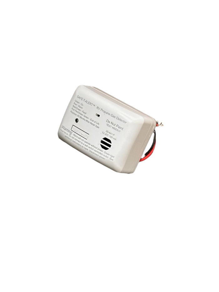 White Safe-T-Alert Propane Gas Detector - Side Angle with Wiring Detail | United RV Parts