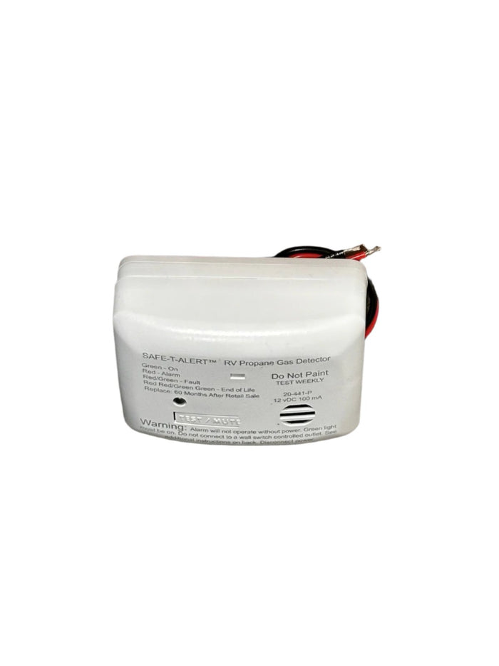 White RV Propane Detector - Bottom View with Test Button | United RV Parts