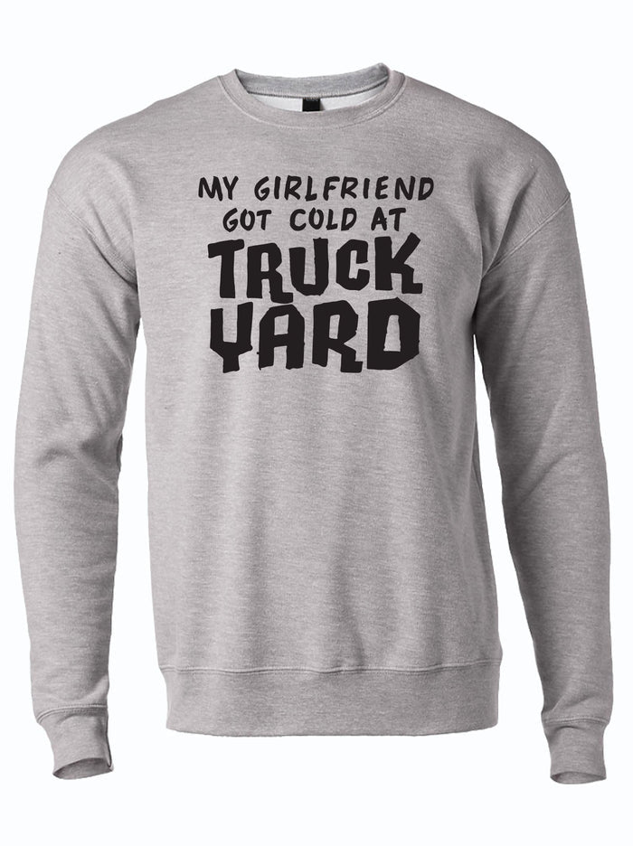 My Girlfriend Got Cold at Truck Yard Crewneck Sweatshirt, a perfect Texas themed gift for cozy days, celebrating Texas pride with a fun design. Great for anyone looking for Texas Made Gifts, souvenirs from Texas, or a unique dallas souvenir. Ideal for Texan gifts enthusiasts.