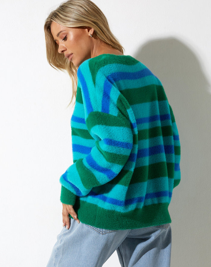image of Namari Jumper in Fluffy Yarn Turquoise