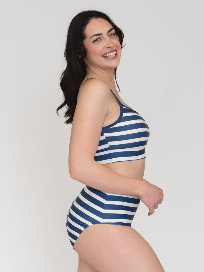 Navy Stripe High-Waist Bottom