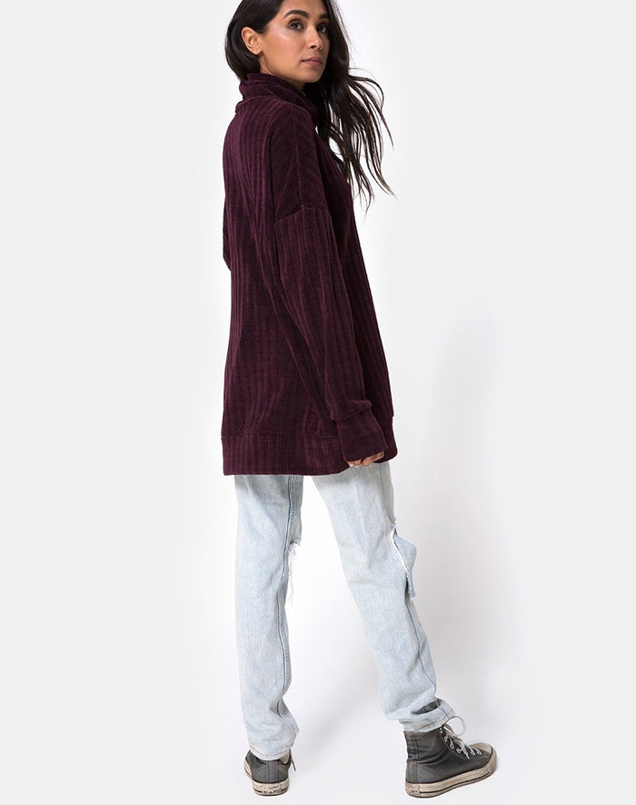 Image of Neve Oversize Jumper Dress in Chenille Plum