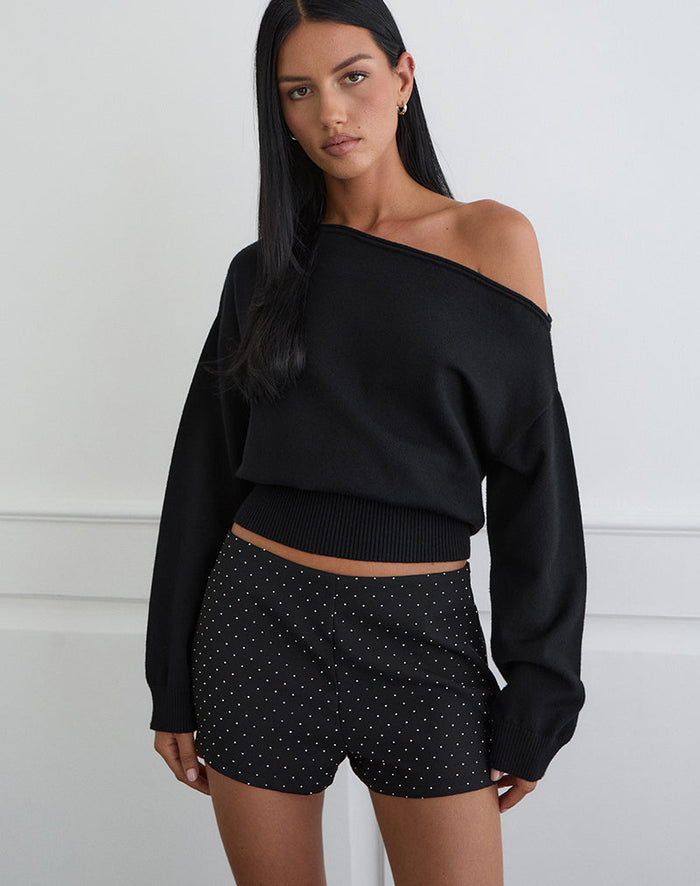 Image of Nivra Short in Diamante Tailoring Black