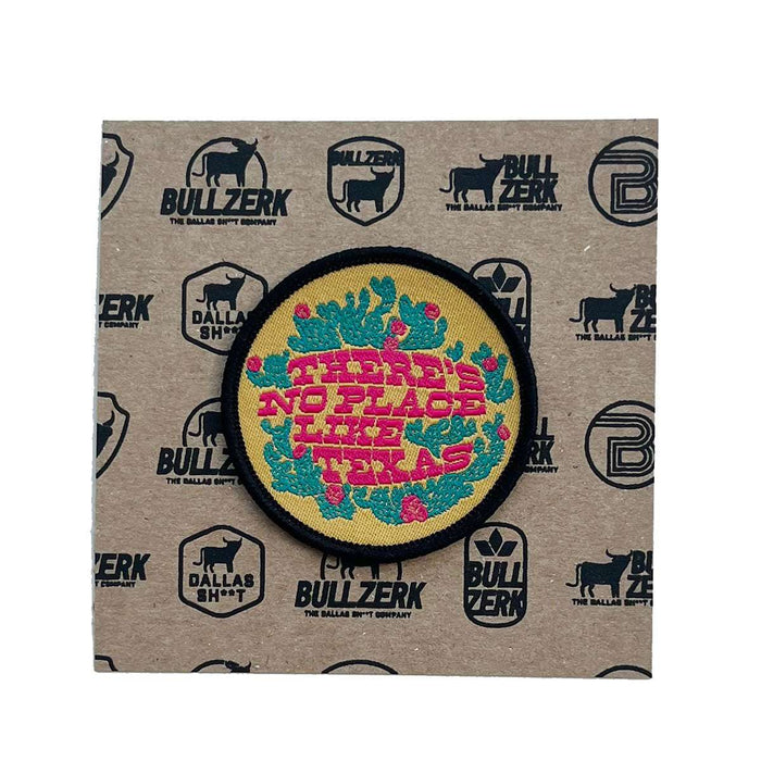 No Place Like Texas Patch featuring vibrant colors and a floral design, perfect for accessorizing jackets. This Texas themed gift is an ideal choice for anyone looking for Texas Made Gifts, unique souvenirs from Texas, or a special dallas souvenir to celebrate Texan culture.