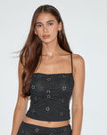 Image of Nobita Cami Top in Flower Broderie Black