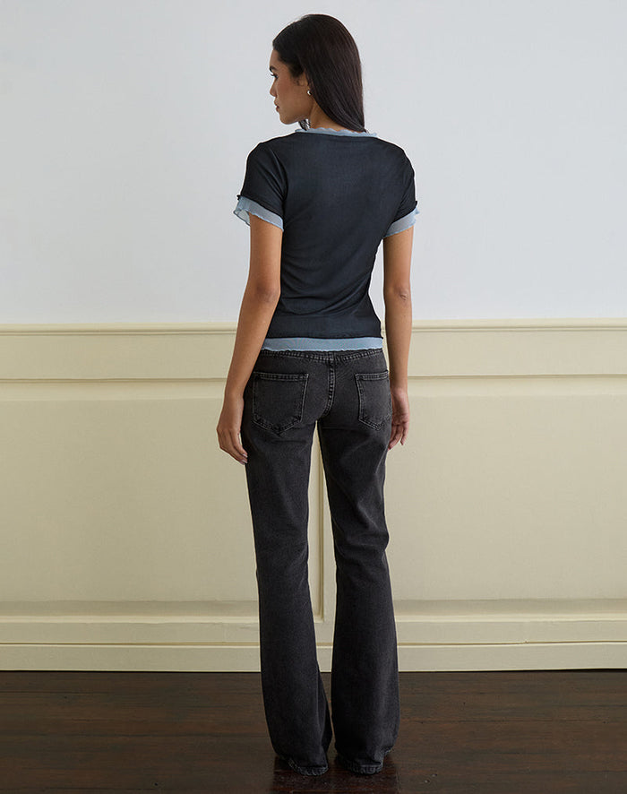 Image of Noburia Top in Black Blue Guilty Pleasure Hot Fix