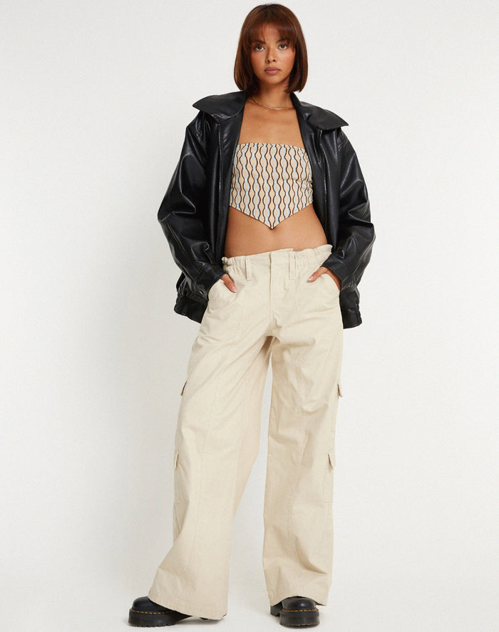 image of Nolda Crop Top in Preppy Geo Brown