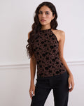 Image of Olivera Top in Brown Garden Floral