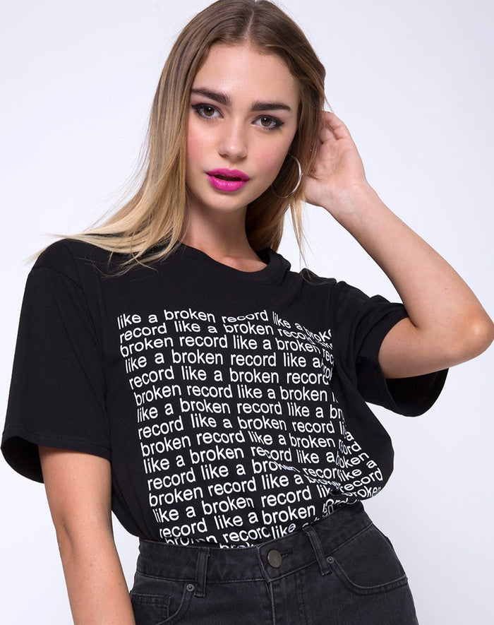 Image of OVERSIZE BASIC TEE CTN JERSEY 40S BLACKLIKE A BR (Z012733 BLACKLIKE A BRKN RCORDFRON)