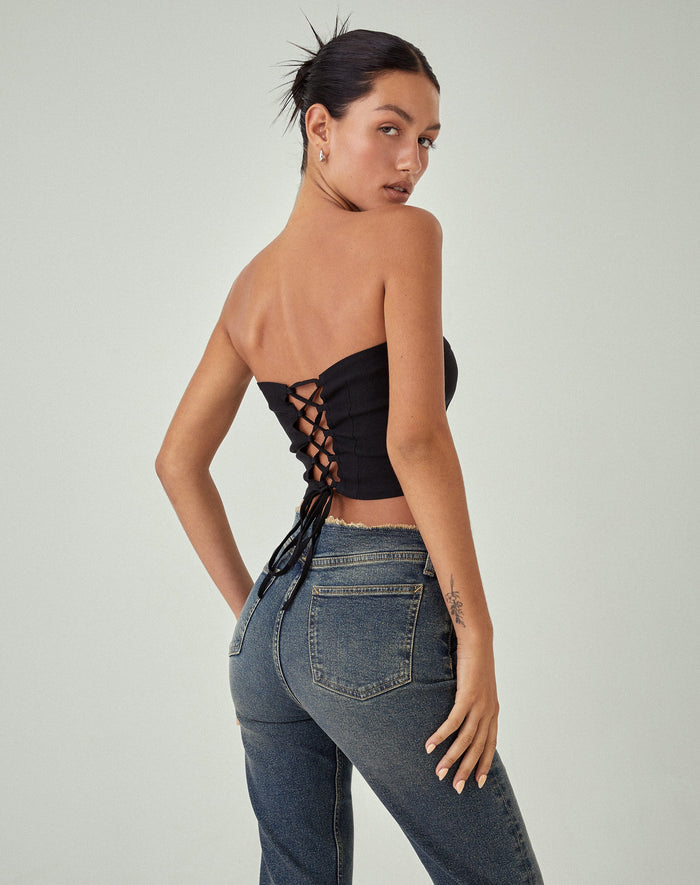 image of MOTEL X JACQUIE Panilka Bandeau Top in Black