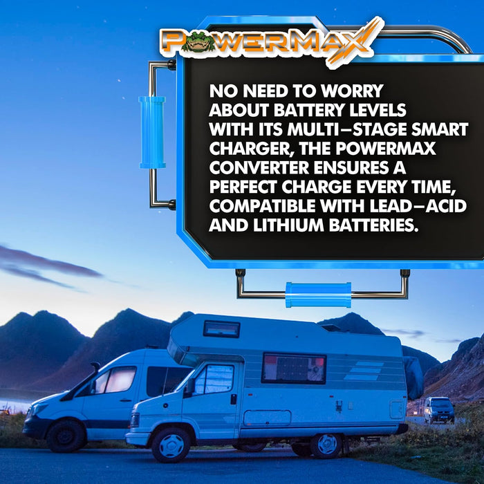 POWERMAX Smart Charger Multi-Stage Charging - RV Mountain Scene | United RV Parts