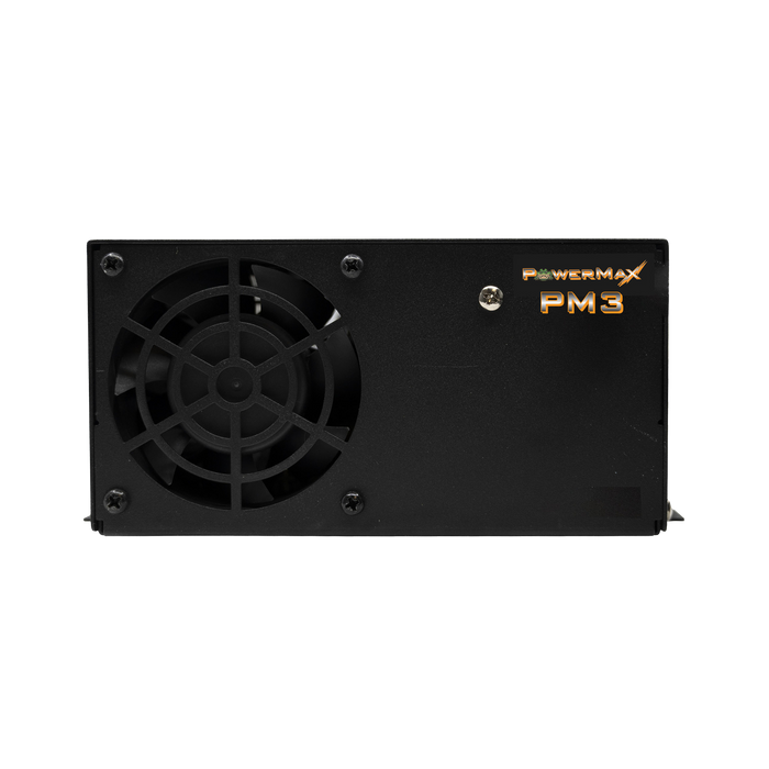 Black PowerMax PM3 65 Amp RV Power Converter - Back View Showing Cooling Fan | United RV Parts