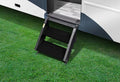 Obsidian Black Prestofit Step Rugs 19.5" installed on RV entry steps - Lifestyle View | United RV Parts