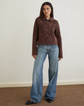 Image of Quincy Faux Suede Cropped Jacket in Brown